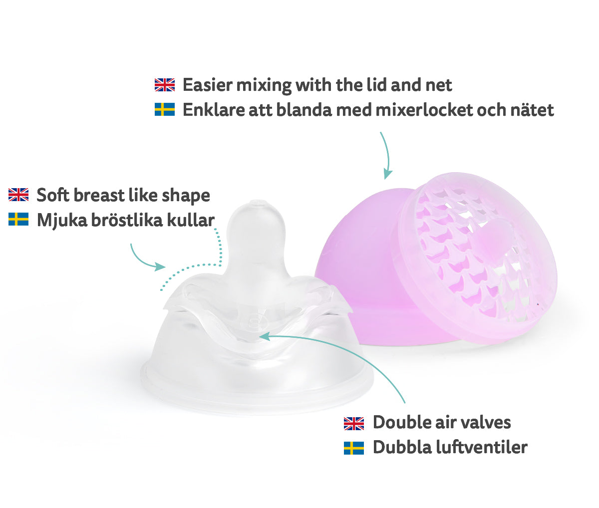 3-pack Nappflaskor 140 ml – Lila